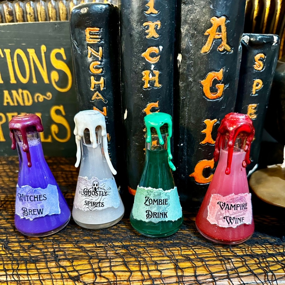 Set of Four Halloween Potion Bottles